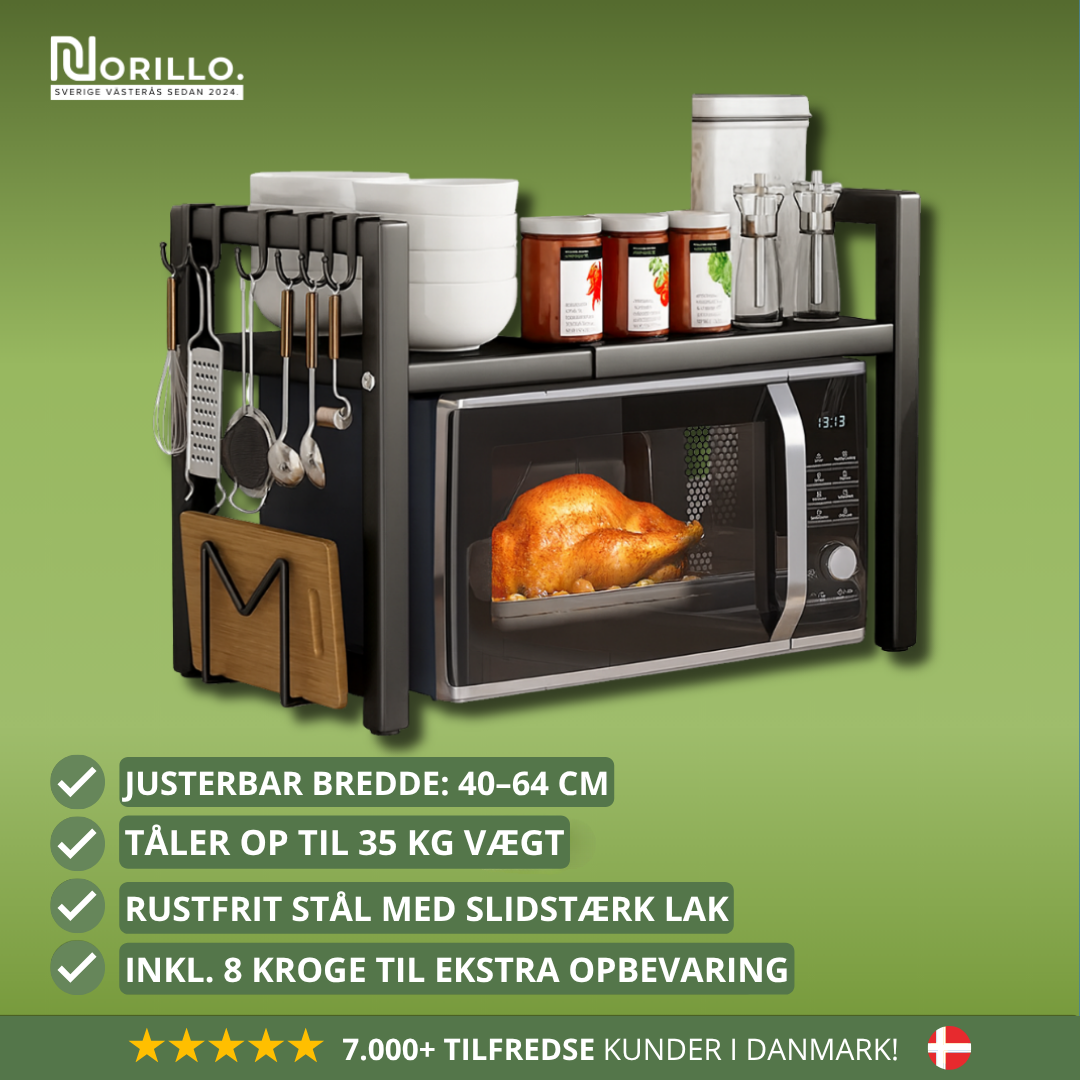 Norillo™ – Justerbart mikrobølgestativ der frigør køkkenplads