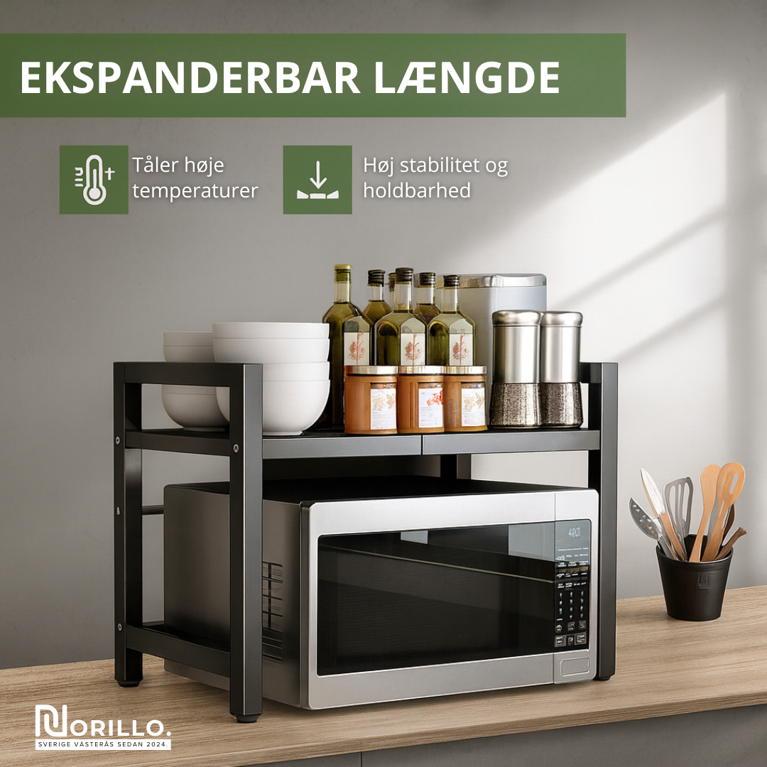 Norillo™ – Justerbart mikrobølgestativ der frigør køkkenplads