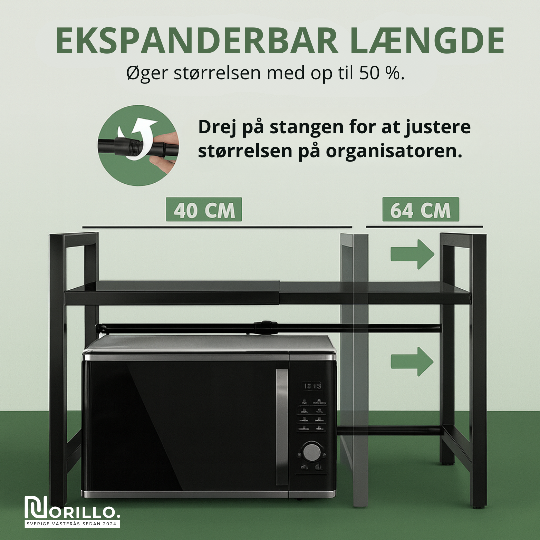Norillo™ – Justerbart mikrobølgestativ der frigør køkkenplads
