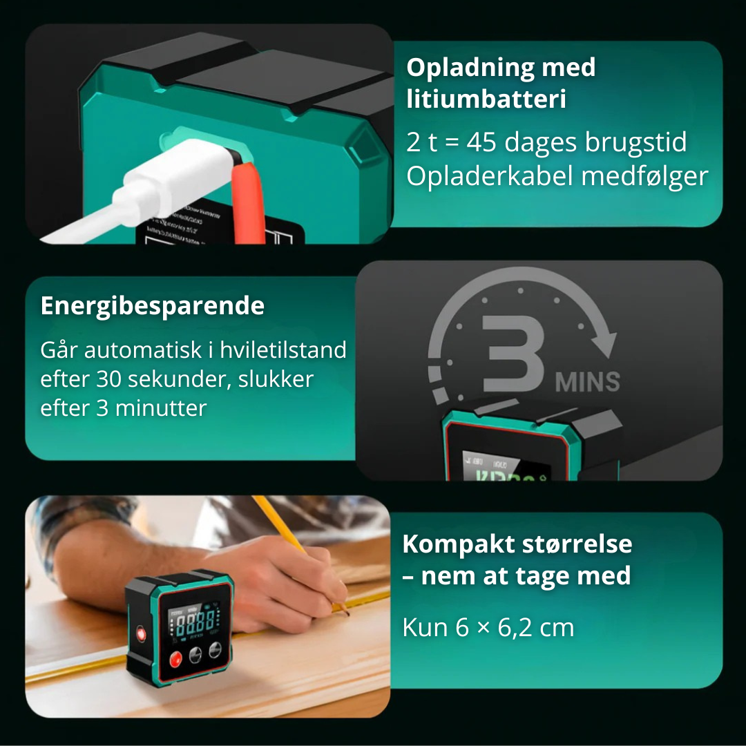 Norillo™ – 2-i-1 Digital Vinkelmåler og Laser Vatterpas.