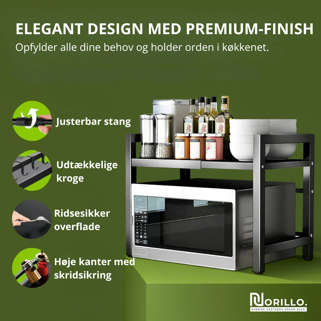 Norillo™ – Justerbart mikrobølgestativ der frigør køkkenplads