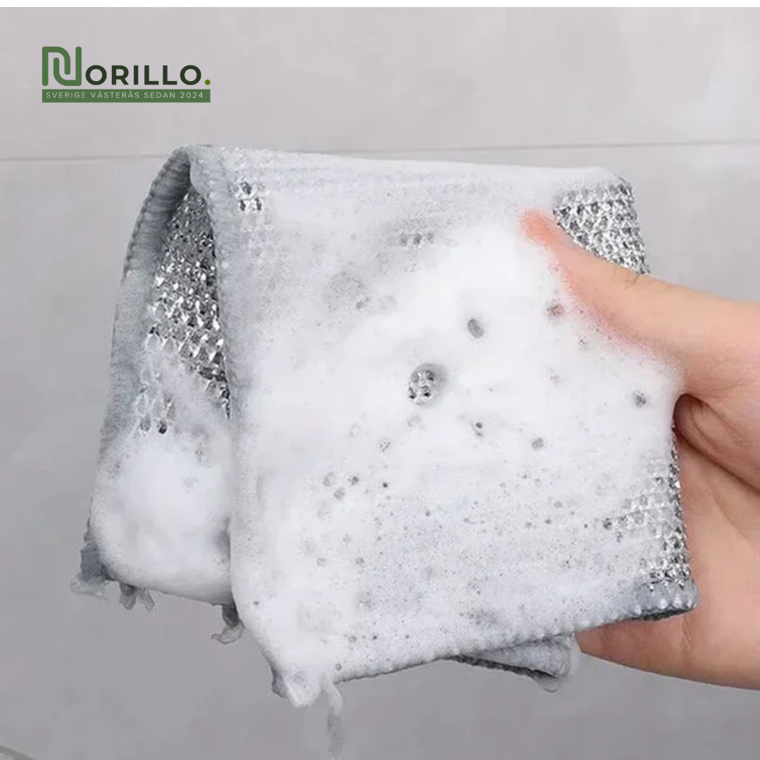 Multifunktionel ridsefri opvaskeklud af ståltråd